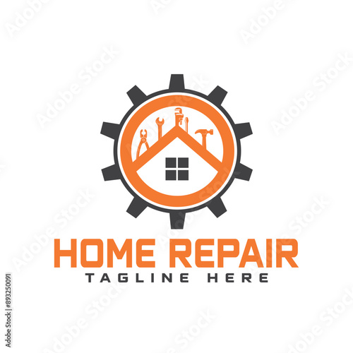 home repair, roofing, remodeling, handyman, home renovation, decor logo