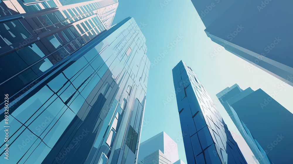 A futuristic skyscraper with a sleek, reflective glass facade rising against a clear blue sky, showcasing modern urban architecture and advanced design A futuristic skyscraper with a sleek, reflective glass facade rising against a clear blue sky, showcasing modern urban architecture and advanced design