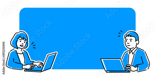 ノートパソコンで作業する男性と女性