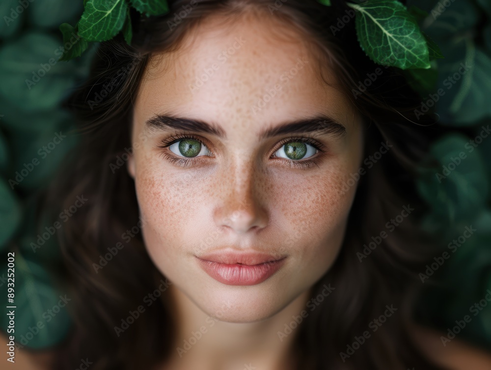 Captivating portrait of a young woman with striking green eyes