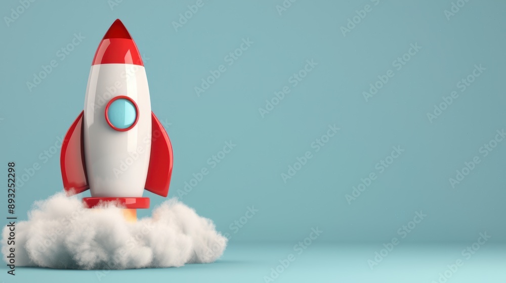Rocket ship launch concept with copy space Rocket ship launch concept with copy space