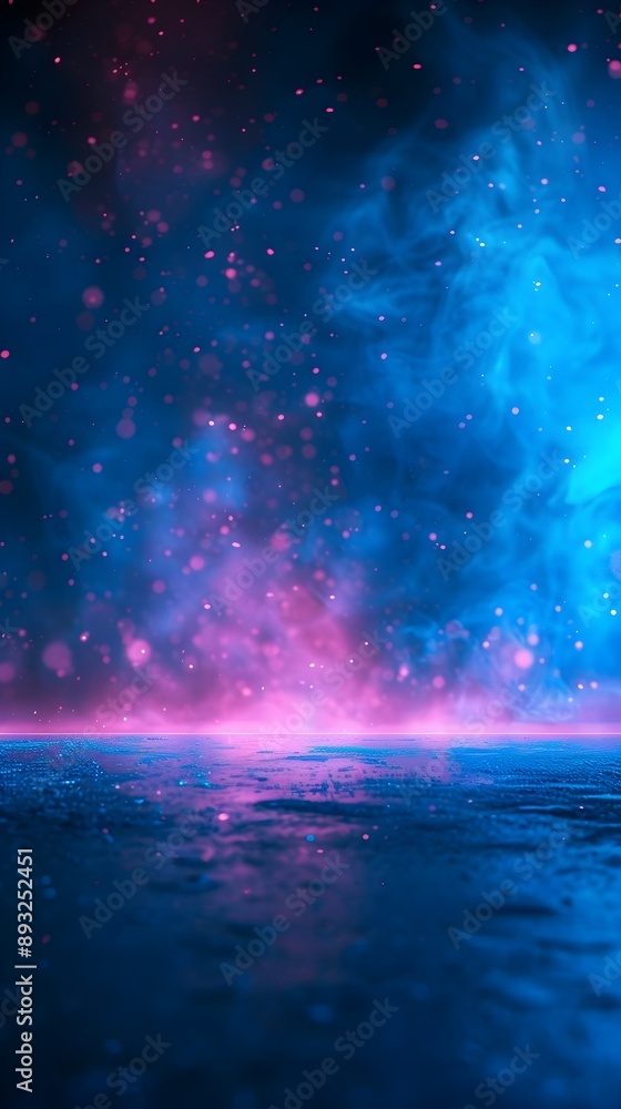 Neon Blue Ethereal Backdrop for Tech Device Concepts with Glowing Cosmic Atmosphere Neon Blue Ethereal Backdrop for Tech Device Concepts with Glowing Cosmic Atmosphere