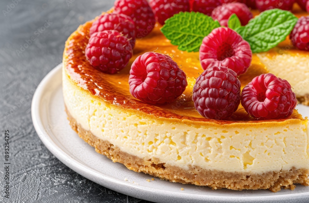 Delicious cheesecake with fresh raspberries Delicious cheesecake with fresh raspberries
