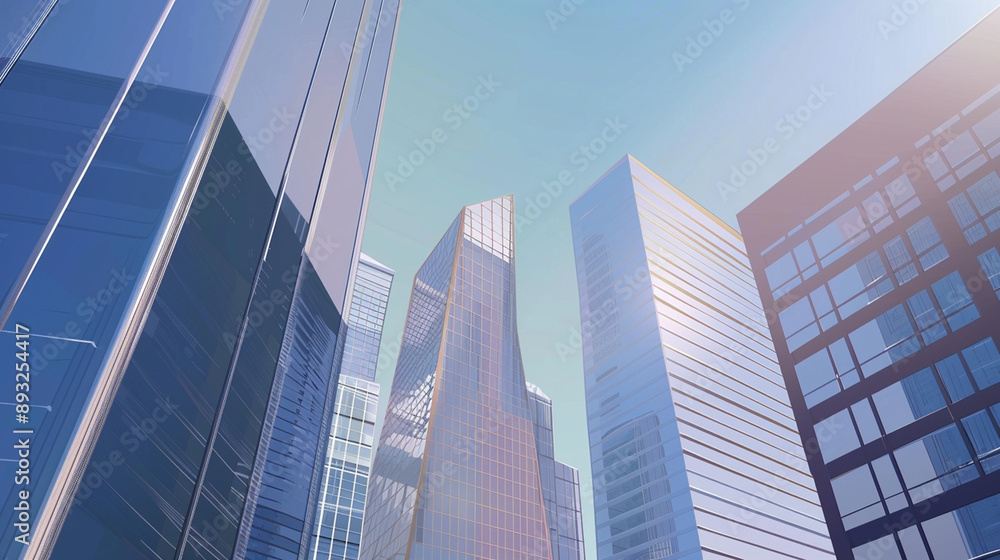 A futuristic skyscraper with a sleek, reflective glass facade rising against a clear blue sky, showcasing modern urban architecture and advanced design A futuristic skyscraper with a sleek, reflective glass facade rising against a clear blue sky, showcasing modern urban architecture and advanced design