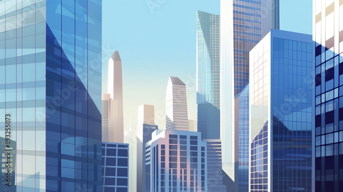 Wallpaper Mural A futuristic skyscraper with a sleek, reflective glass facade rising against a clear blue sky, showcasing modern urban architecture and advanced design Torontodigital.ca