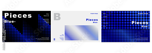 Modern pattern Pieces blue graphic template set presentation branding motif digital wave geometry dynamic background cover graphic pattern circle moving motion business corporate layout poster design