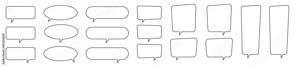 Speech bubble, speech balloon, chat bubble line art icon for apps and websites. Speech bubble, speech balloon, chat bubble line art icon for apps and websites.