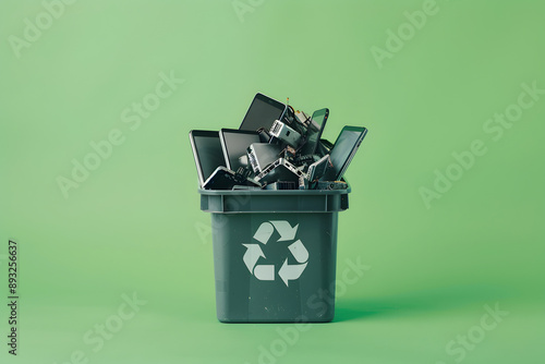 A recycle bin filled with e wastes, a concept for e waste management