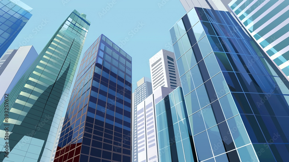 A futuristic skyscraper with a sleek, reflective glass facade rising against a clear blue sky, showcasing modern urban architecture and advanced design A futuristic skyscraper with a sleek, reflective glass facade rising against a clear blue sky, showcasing modern urban architecture and advanced design