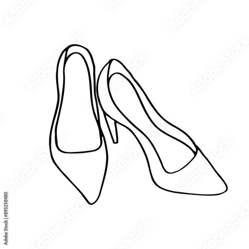 pair of pumps top view - hand drawn outline drawing