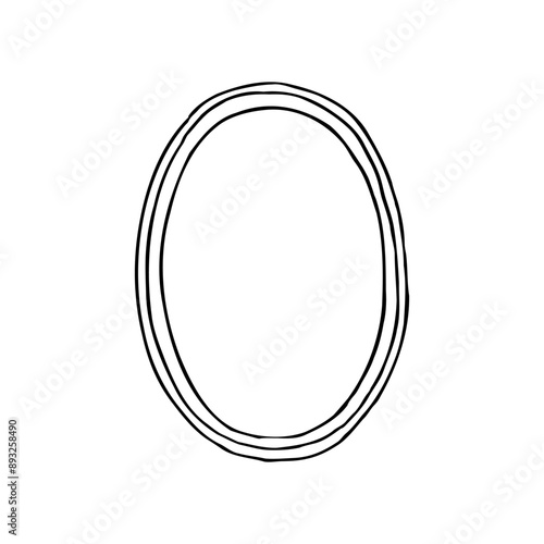 oval vertical frame - hand drawn outline drawing