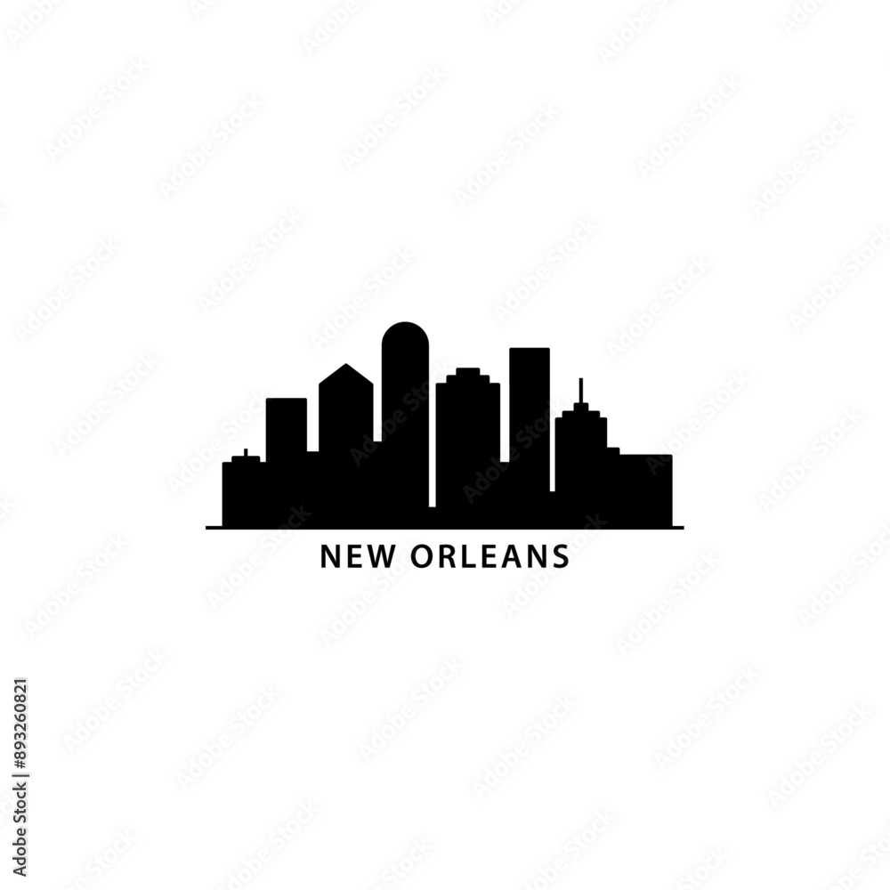 New Orleans USA city skyline, horizon logo. Panorama, US Louisiana state icon, abstract landmarks, skyscraper, buildings. United States of America isolated graphic, vector clipart New Orleans USA city skyline, horizon logo. Panorama, US Louisiana state icon, abstract landmarks, skyscraper, buildings. United States of America isolated graphic, vector clipart