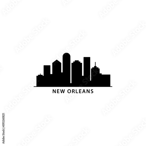 New Orleans USA city skyline, horizon logo. Panorama, US Louisiana state icon, abstract landmarks, skyscraper, buildings. United States of America isolated graphic, vector clipart