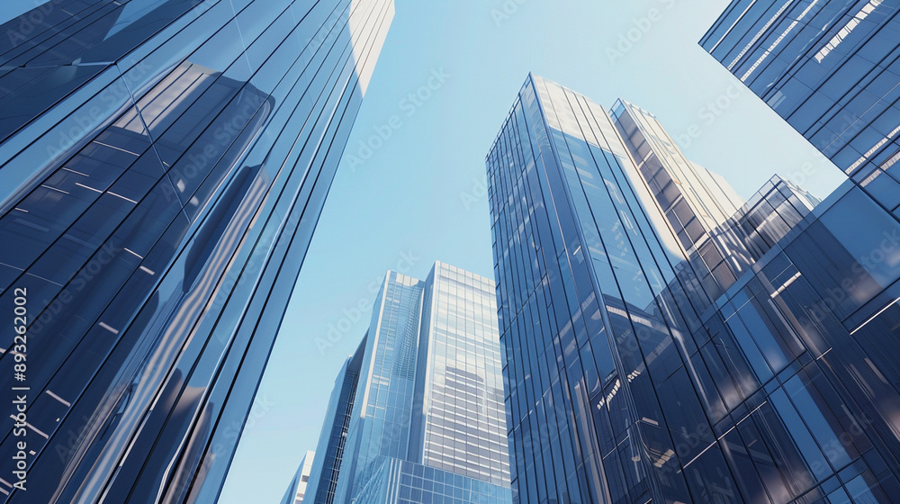 A futuristic skyscraper with a sleek, reflective glass facade rising against a clear blue sky, showcasing modern urban architecture and advanced design A futuristic skyscraper with a sleek, reflective glass facade rising against a clear blue sky, showcasing modern urban architecture and advanced design