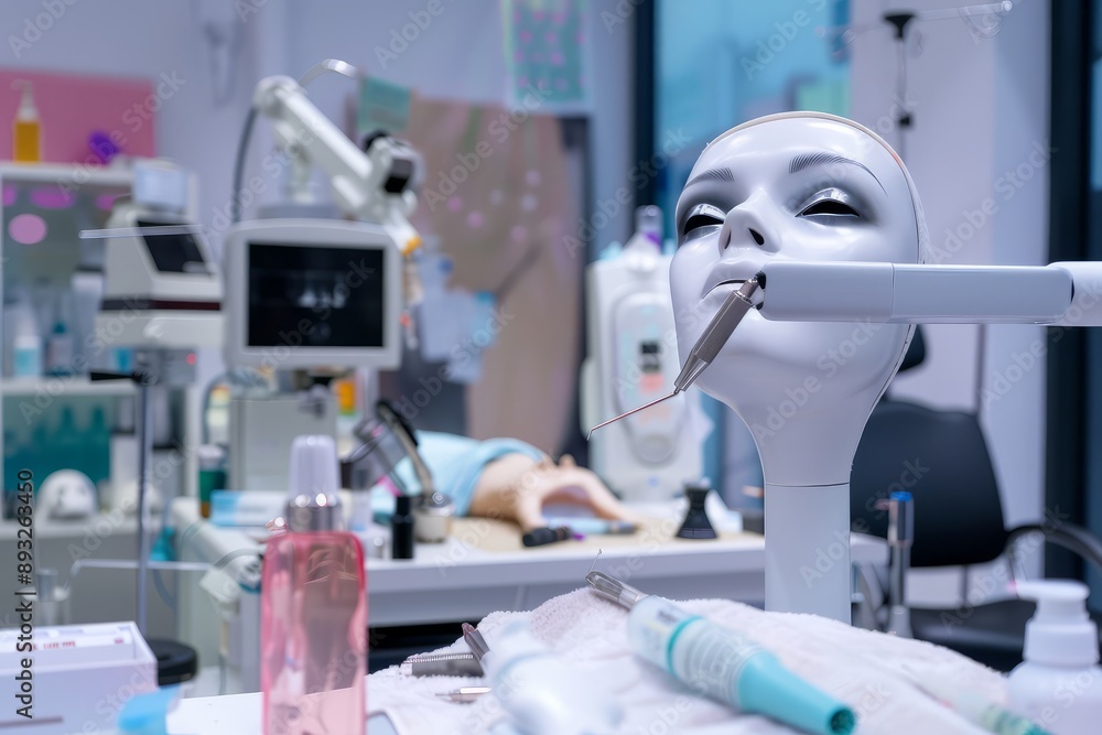 High-tech precision instruments reshape the beauty of the facial features - scientific precision reshaping, lighting up the concept of natural beauty, facial modification, beauty and facial skin care High-tech precision instruments reshape the beauty of the facial features - scientific precision reshaping, lighting up the concept of natural beauty, facial modification, beauty and facial skin care