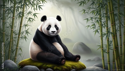 panda in bamboo forest