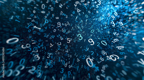 Abstract Mathematical Pattern with Random Scattered Decimal Numbers on Dark Background