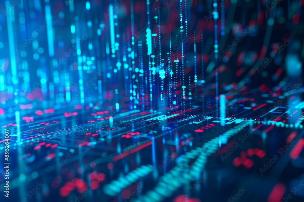 Stock exchange market graph and progress of business financial and investment data analysis on blue background Stock exchange market graph and progress of business financial and investment data analysis on blue background