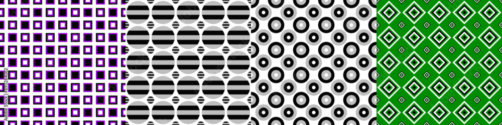 Seamless geometric threetone pattern set Seamless geometric threetone pattern set