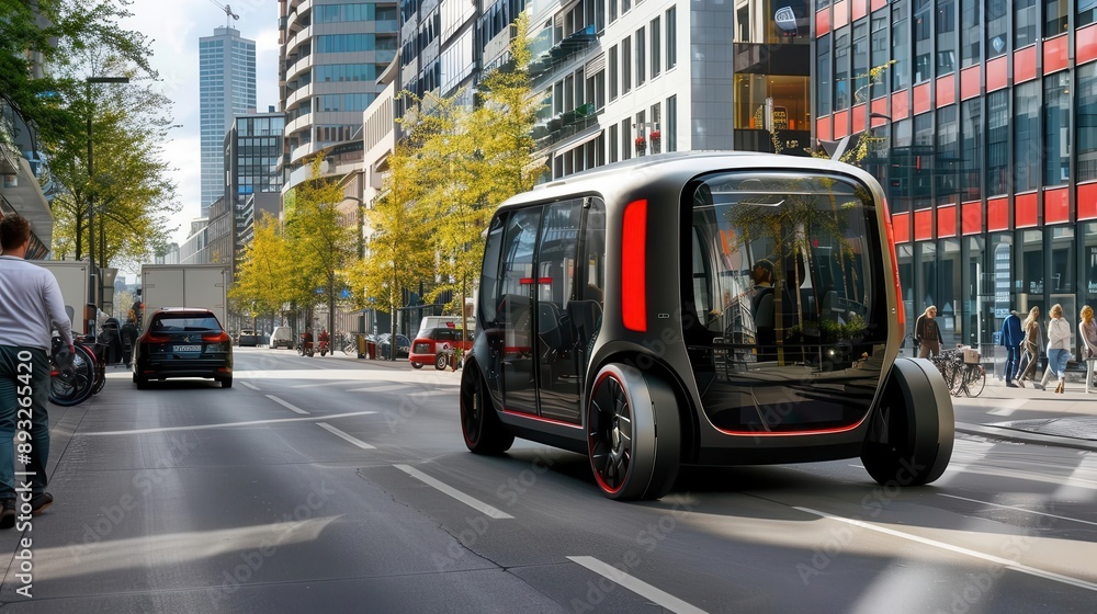 Fototapeta premium Urban mobility solution, ride sharing, carpooling, sustainable city travel, shared transport