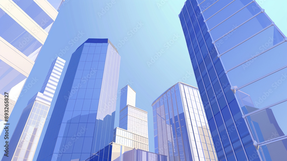A futuristic skyscraper with a sleek, reflective glass facade rising against a clear blue sky, showcasing modern urban architecture and advanced design A futuristic skyscraper with a sleek, reflective glass facade rising against a clear blue sky, showcasing modern urban architecture and advanced design