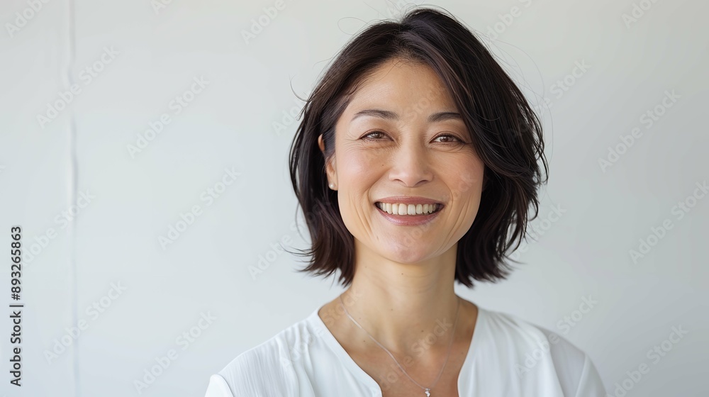 部屋で微笑む中年女性　美容イメージ　AI