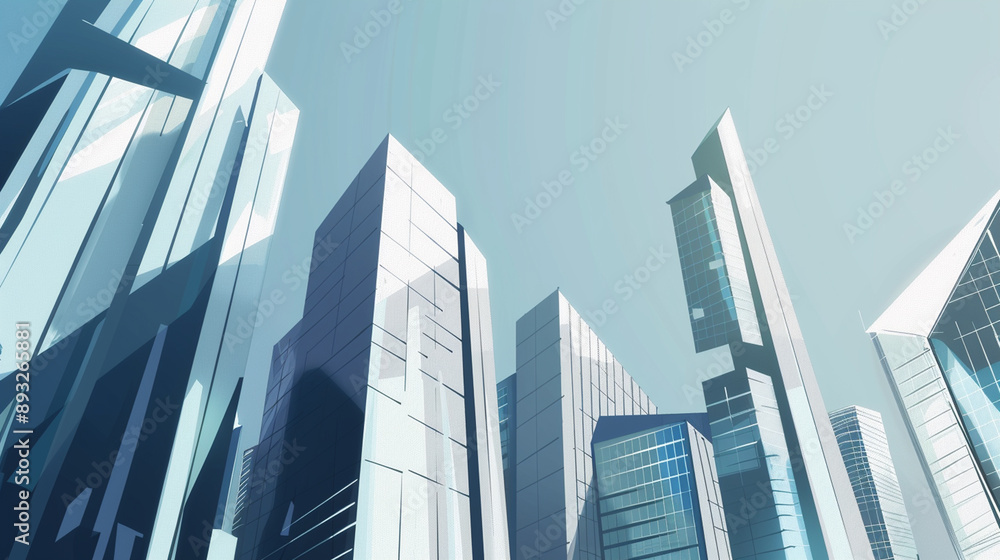 A futuristic skyscraper with a sleek, reflective glass facade rising against a clear blue sky, showcasing modern urban architecture and advanced design A futuristic skyscraper with a sleek, reflective glass facade rising against a clear blue sky, showcasing modern urban architecture and advanced design
