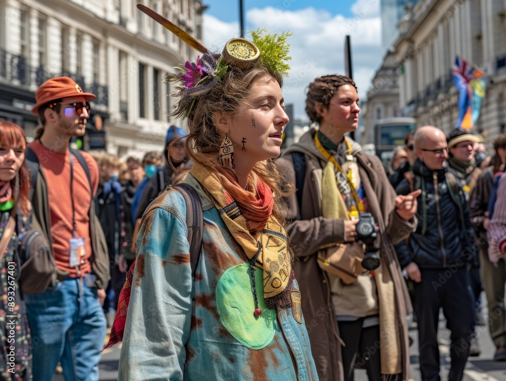 Fototapeta premium Climate Warriors: Extinction Rebellion Takes to the Streets of London to Fight Fossil Fuels