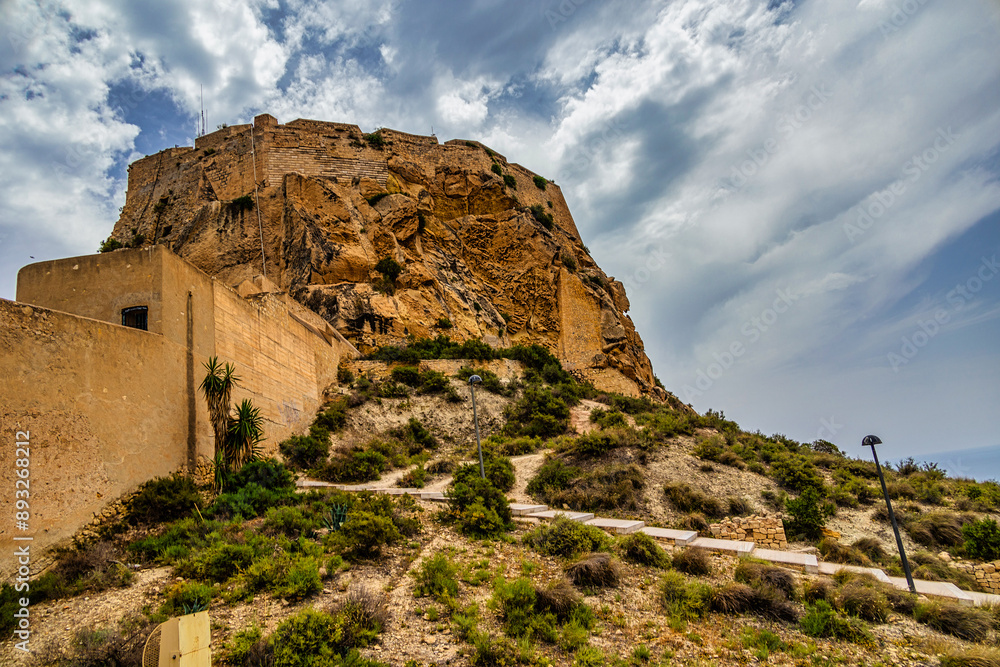 summer landscape from the mountain on which stands the castle of saint barbara in alicante spain europe summer landscape from the mountain on which stands the castle of saint barbara in alicante spain europe