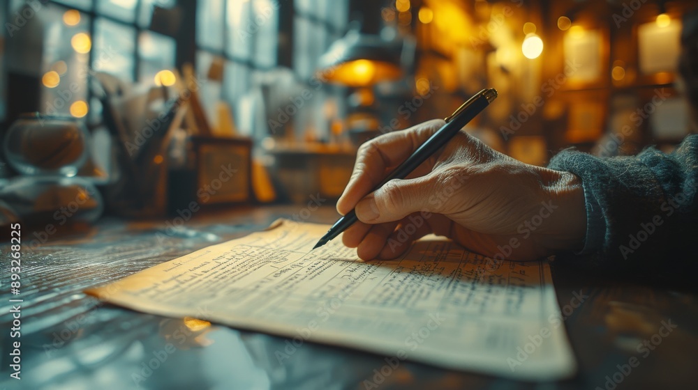 A Person Is Writing on a Piece of Paper With a Pen in Their Hand - Generative AI A Person Is Writing on a Piece of Paper With a Pen in Their Hand - Generative AI