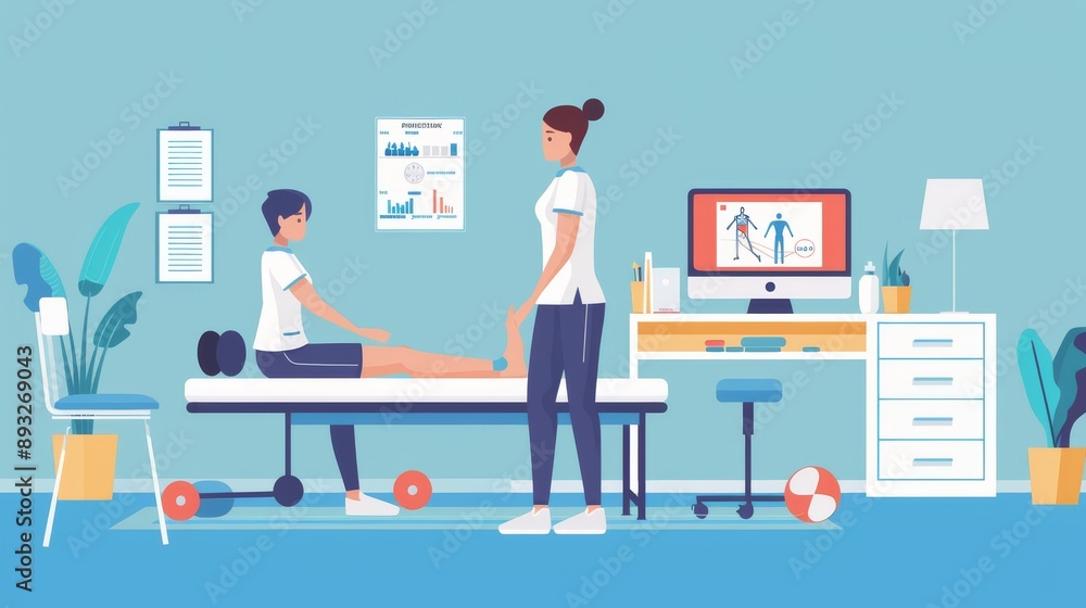 Physical Therapist Examining Patient's Ankle Physical Therapist Examining Patient's Ankle