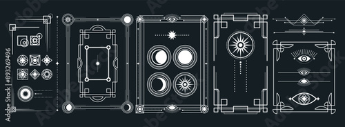 Magical frames collection. Art Deco style vector illustrations. Elegant luxury borders. Witchcraft, Halloween frame design. NOT AI generated