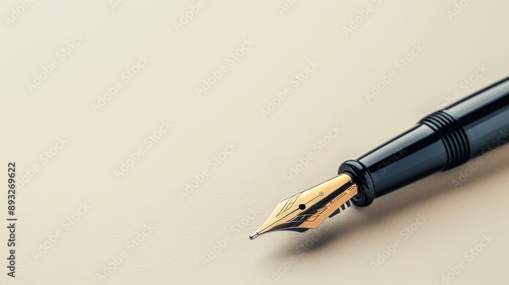 Elegant black ink fountain pen on light background Elegant black ink fountain pen on light background