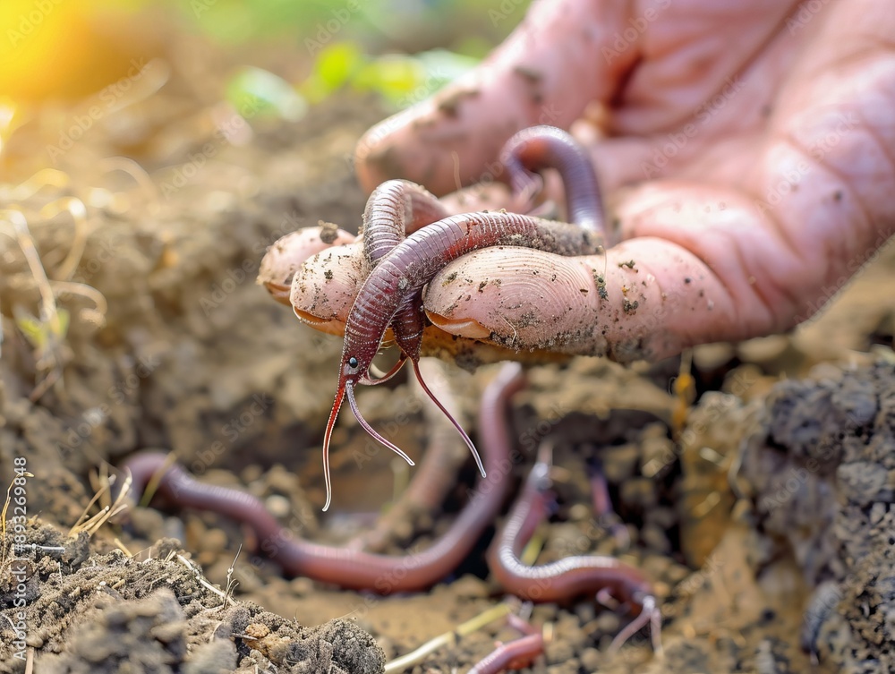Fototapeta premium Embracing Earthworms: Organic Fertilizers and Eco-Friendly Farming Practices