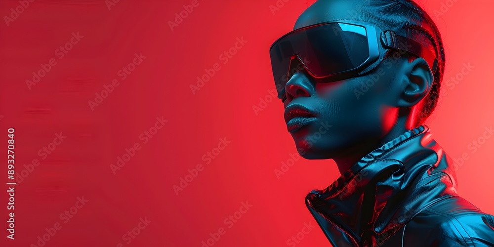 Futuristic Fashion Portrait with Sleek Innovative Designs and Vibrant Aesthetics in Modern Urban Environment Futuristic Fashion Portrait with Sleek Innovative Designs and Vibrant Aesthetics in Modern Urban Environment