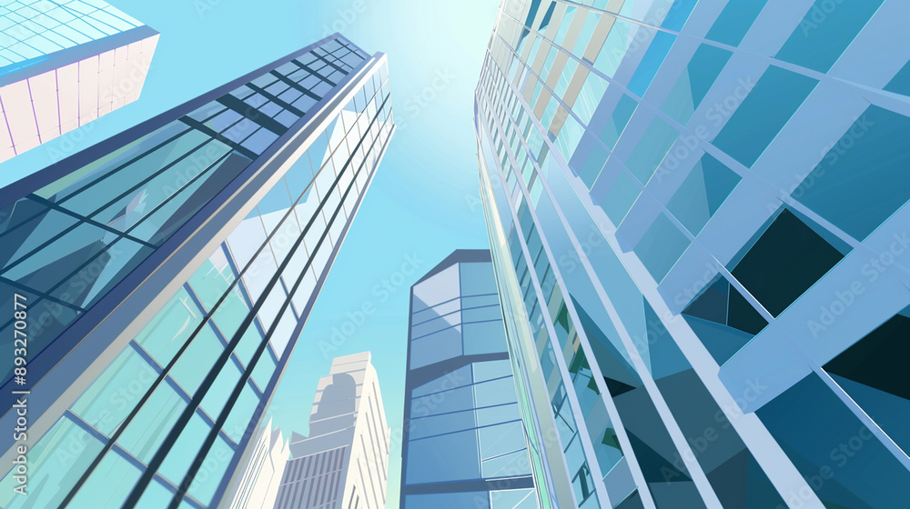 A futuristic skyscraper with a sleek, reflective glass facade rising against a clear blue sky, showcasing modern urban architecture and advanced design A futuristic skyscraper with a sleek, reflective glass facade rising against a clear blue sky, showcasing modern urban architecture and advanced design