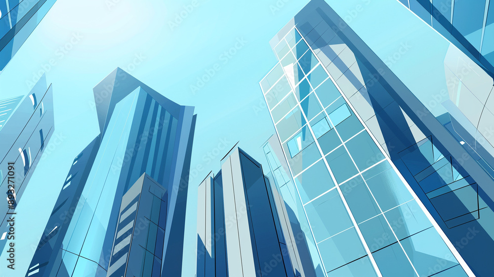 A futuristic skyscraper with a sleek, reflective glass facade rising against a clear blue sky, showcasing modern urban architecture and advanced design A futuristic skyscraper with a sleek, reflective glass facade rising against a clear blue sky, showcasing modern urban architecture and advanced design