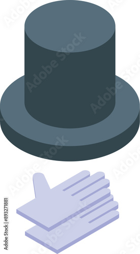 Magician is showing focus with hat and gloves, doing a illusionist trick