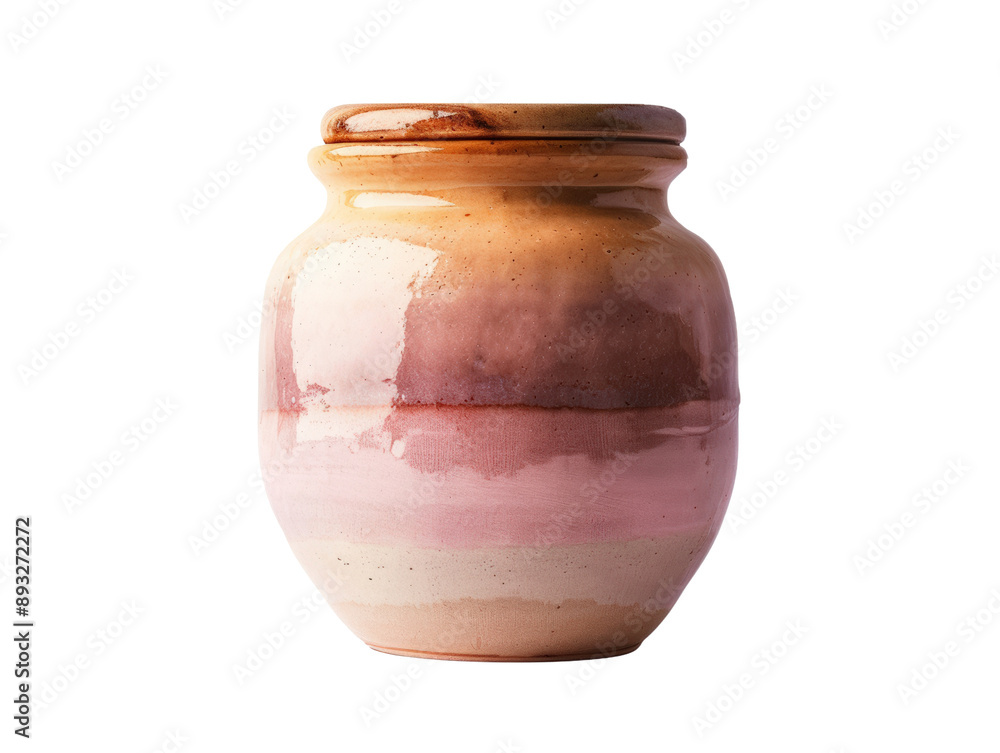 Handcrafted ceramic pot with gradient brown and pink glaze. Ideal for home decor, kitchen storage, or as a unique gift piece. Handcrafted ceramic pot with gradient brown and pink glaze. Ideal for home decor, kitchen storage, or as a unique gift piece.