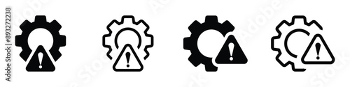 Troubleshoot filled and line vector icons set. Troubleshoot icons