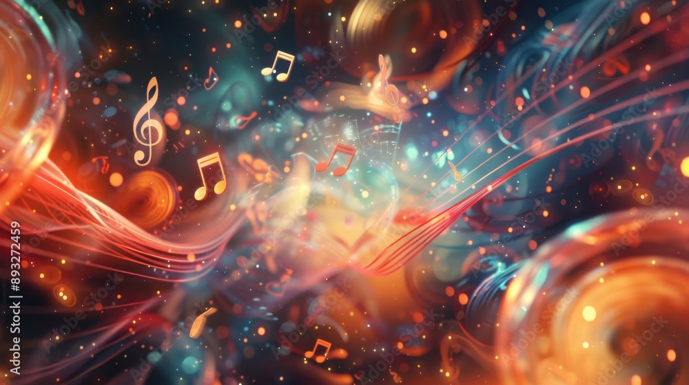 Fototapeta premium Floating Music Notes in Space