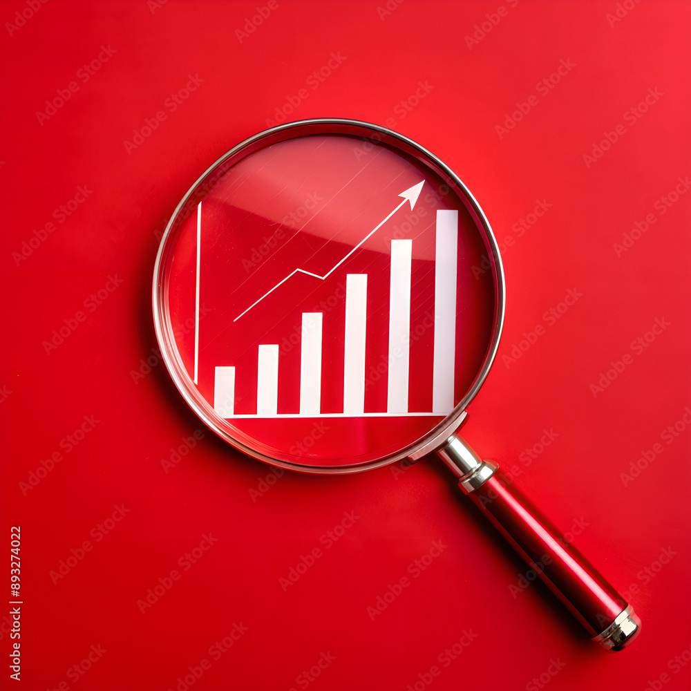 magnifying glass and graph magnifying glass and graph