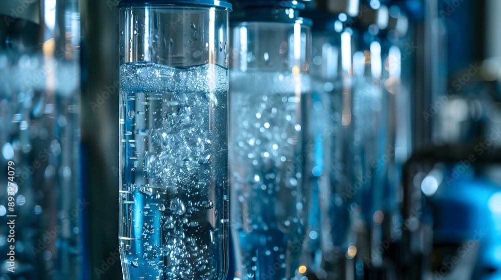 Close-up shot of a reverse osmosis system at work, showcasing the filtration process and pure water output, great for clean water technology demonstrations Close-up shot of a reverse osmosis system at work, showcasing the filtration process and pure water output, great for clean water technology demonstrations