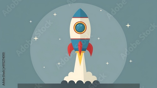 Rocket launch in space. Start up business concept.  photo