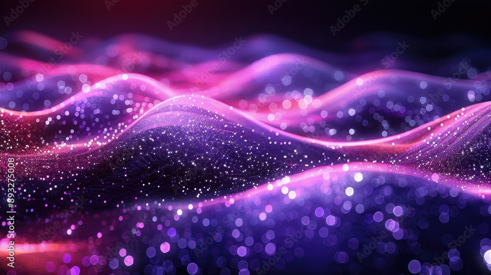 Digital Purple Particles Wave and Light Abstract Background Digital Purple Particles Wave and Light Abstract Background