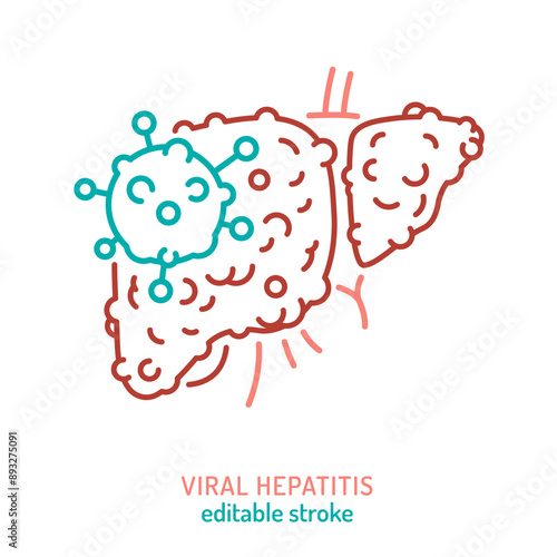 Viral hepatitis outline icon. Editable vector illustration