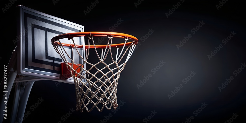 Closeup basketball hoop on dark background Generative AI Closeup basketball hoop on dark background Generative AI