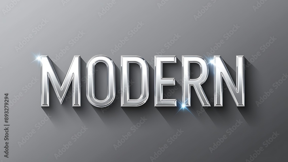 Modern 3d chrome effect text on wall. Modern 3d chrome effect text on wall.