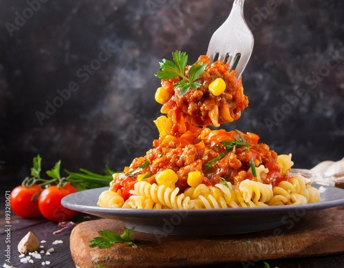 Nudeln mit Bolognesesauce photo