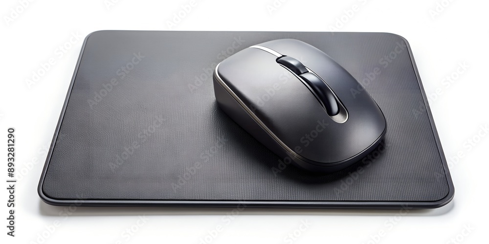 A sleek wireless mouse and a mouse pad on an isolated background AI-Created Content A sleek wireless mouse and a mouse pad on an isolated background AI-Created Content